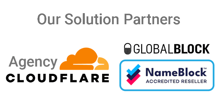 I nostri partner per le soluzioni: Cloudflare Agency, GlobalBlock e NameBlock (rivenditore accreditato)
